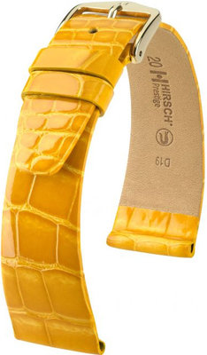 Gele leren band Hirsch Prestige M 02207173-1 (Alligatorleer) Hirsch Selection