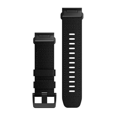 Nylon horlogeband Garmin 26mm (voor Garmin Fenix 8/7X/6X (51mm), Tactix enz.), zwart, QuickFit, 010-13010-00