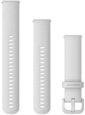 Siliconen horlogeband Garmin 20mm (voor Venu, Venu Sq, Venu 2 plus enz.), wit, Quick Release, + verlengd deel, 010-13021-01