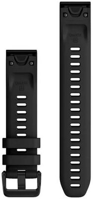 Siliconen horlogeband Garmin 20mm (voor Garmin Fenix 8/7S/6S (43mm), enz.), zwart, QuickFit, + verlengd deel, 010-13028-00