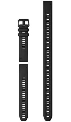 Siliconen horlogeband Garmin 20mm (voor Garmin Fenix 8/7S/6S (43mm), enz.), zwart, QuickFit, + verlengd deel, 010-13028-00