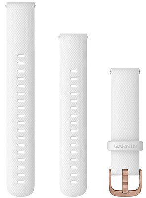 Garmin Snelkoord 18mm, silicone, wit, roségouden gesp (Venu 2S, Vívoactive 4S, Vívomove 3S)