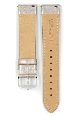 Leren horlogeband Hirsch Duke Metallic M 01027130-2, grijs, kalfsleer, lengte M, Quick Release