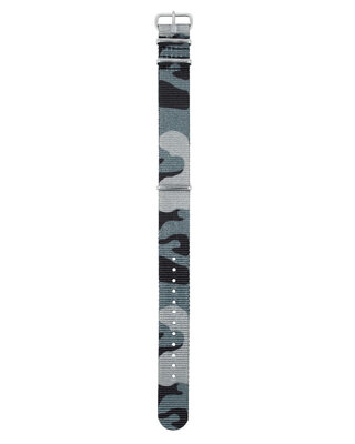 Nylon horlogeband Hirsch Rush L 40406038-2, camouflage/blauw, camouflage, lengte L, Quick Release