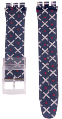 Damesband blauw kunststof met C1-kleurmotief voor Swatch 19mm horloges