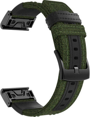 QuickFit band 22mm, nylon, groen, zwarte gesp (Garmin Fenix 7/6/5, Epix 2, etc.)