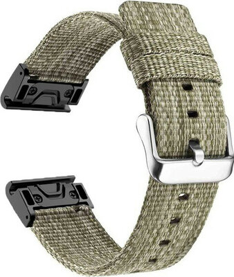 QuickFit band 22mm, nylon, lichtgroen, stalen gesp (Garmin Fenix 7/6/5, Epix 2, MARQ, etc.)