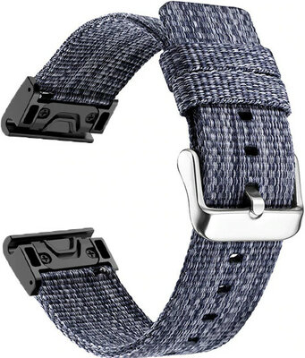 QuickFit band 26mm, nylon, blauw, stalen gesp (Garmin Fenix 7X/6X/5X, Tactix, etc.)