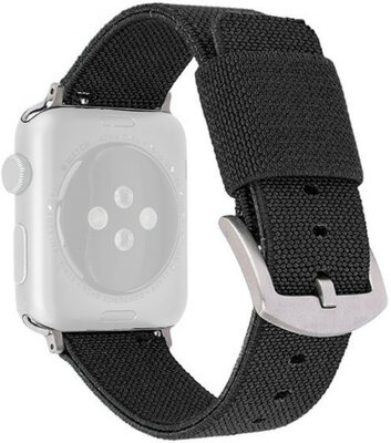 Bandje voor Apple Watch, nylon, zwart, zilveren gesp (38/40/41 mm cases)
