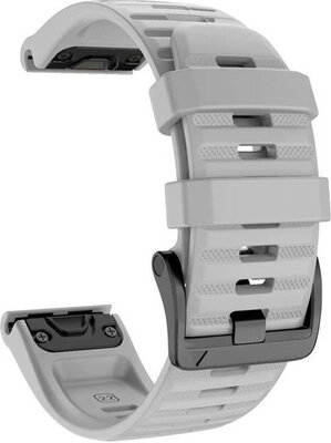 QuickFit band 22mm, silicone, grijs, zwarte gesp (Garmin Fenix 7/6/5, Epix 2, MARQ, etc.)