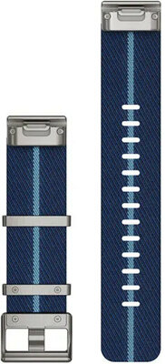 Nylon horlogeband Garmin 22mm (voor Garmin Fenix 8/7/6 (47mm), Epix 2 enz.), blauw V2, QuickFit, 010-13225-10