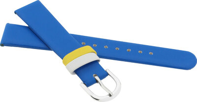 Kinderleren riem 16 mm, blauw, zilveren gesp