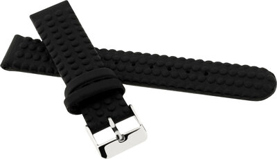 Siliconen kinderband 16 mm, zwart, met patroon, zilveren gesp