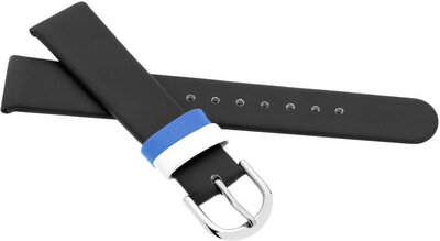 Kinderleren riem 16 mm, zwart, zilveren gesp