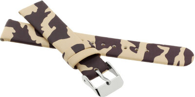 Kinderleren riem 16 mm, gevlekt (beige/bruin), zilveren gesp