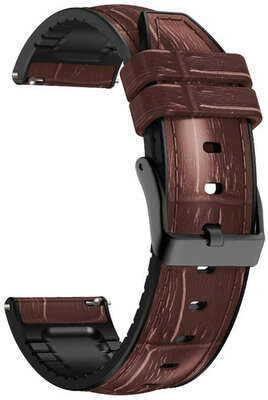 Quick Release band 22mm, leer, bruin, zwarte gesp (Garmin Venu, Forerunner 255, Vívoactive 4, etc.)