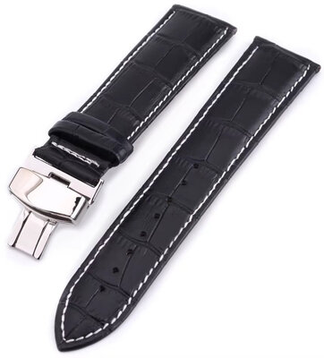 Leren horlogeband Ricardo Cortona, zwart, Quick Release