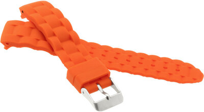 Siliconen kinderband 18 mm, oranje, zilveren gesp