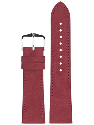Leren horlogeband Hirsch Osiris Nubuk M 03433161-2, rood, kalfsleer, lengte M, Quick Release