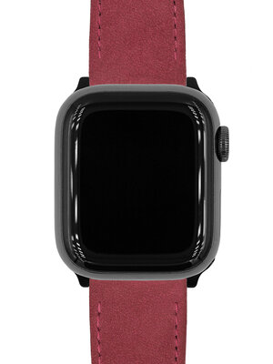 Leren horlogeband Hirsch Osiris Nubuk M 03433161-2, rood, kalfsleer, lengte M, Quick Release