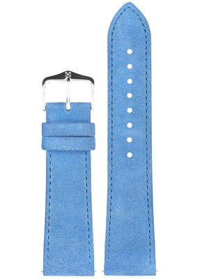 Leren horlogeband Hirsch Osiris Nubuk M 03433183-2, blauw, kalfsleer, lengte M, Quick Release