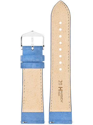 Leren horlogeband Hirsch Osiris Nubuk M 03433183-2, blauw, kalfsleer, lengte M, Quick Release