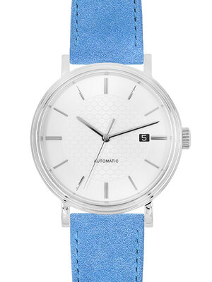 Leren horlogeband Hirsch Osiris Nubuk M 03433183-2, blauw, kalfsleer, lengte M, Quick Release