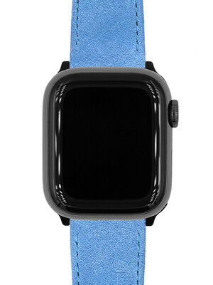 Leren horlogeband Hirsch Osiris Nubuk M 03433183-2, blauw, kalfsleer, lengte M, Quick Release