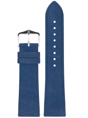Leren horlogeband Hirsch Osiris Nubuk M 03433180-2, blauw, kalfsleer, lengte M, Quick Release