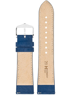 Leren horlogeband Hirsch Osiris Nubuk M 03433180-2, blauw, kalfsleer, lengte M, Quick Release