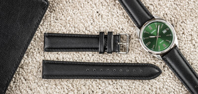 Leren horlogeband Ricardo Cagli, zwart V1, Quick Release