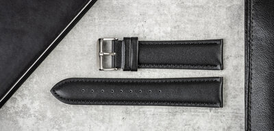 Leren horlogeband Ricardo Cagli, zwart V1, Quick Release