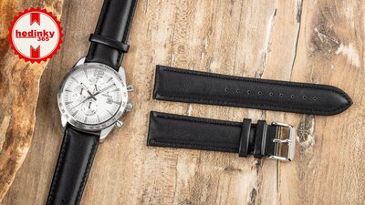 Leren horlogeband Ricardo Cagli, zwart V1, Quick Release