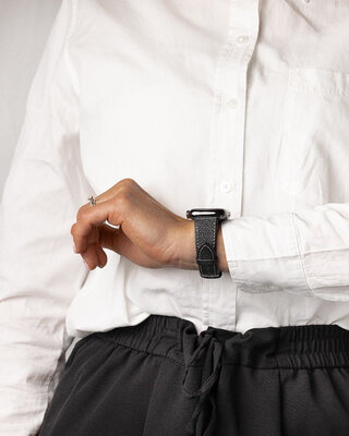 Zwart leren band Hirsch Bologna M 01802150-2 (Teletina)