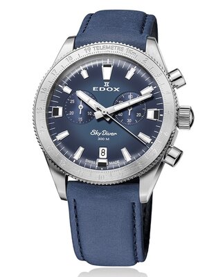 Edox SkyDiver Chronograph Quartz 10116-3-buidn Limited Edition 1000pcs ( + reserveriempje )