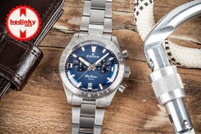 Edox SkyDiver Chronograph Quartz 10116-3-buidn Limited Edition 1000pcs ( + vervangende horlogeband )