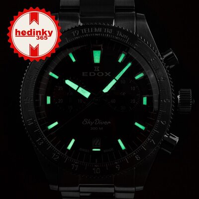 Edox SkyDiver Chronograph Quartz 10116-3-buidn Limited Edition 1000pcs ( + vervangende horlogeband )