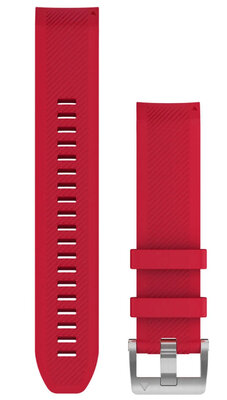 Garmin QuickFit band 22mm, silicone, rood, zilveren gesp (Fenix 7/6/5, Epix 2, etc.)