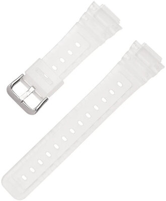Bandje voor Casio G-Shock, kunststof, semi-transparant, zilverkleurige gesp (voor modellen GA-2100/GA-2110, DW-5600, GW-6900)
