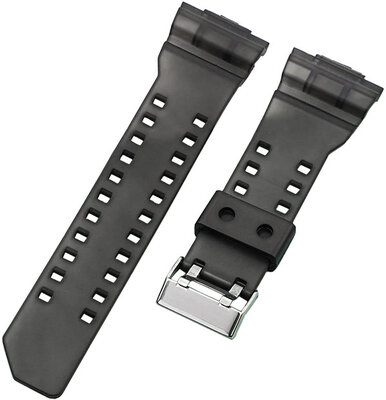 kunststof horlogeband Ricardo Cassola 16m (voor Casio G-Shock GA-100, GA-110, GD-120, GLS-100), zwart, transparant