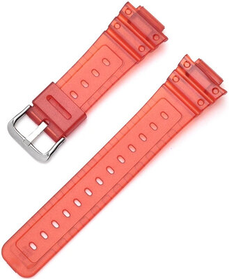 Plastic horlogeband Ricardo Ribolla 16mm (voor Casio G-Shock GA-2100/GA-2110, DW-5600, GW-6900), rood, transparant