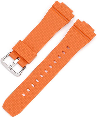Bandje voor Casio G-Shock, silicone, oranje, zilveren gesp (voor modellen GA-2100/GA-2110, DW-5600, GW-6900)