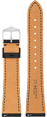 Leren horlogeband Hirsch Giffone L 01875050-2, zwart, kalfsleder, lengte L, Quick Release