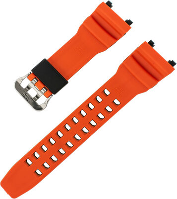 Bandje voor Casio G-Shock, kunststof, oranje, zilveren gesp (voor GR-B100 modellen)