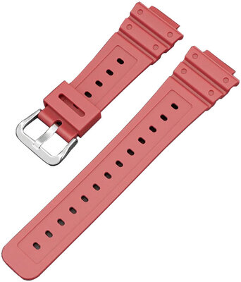Bandje voor Casio, silicone, rood, zilveren gesp (GA2100,DW6900)
