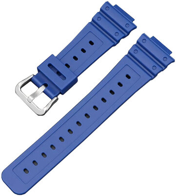 Bandje voor Casio, silicone, blauw, zilveren gesp (GA2100,DW6900)