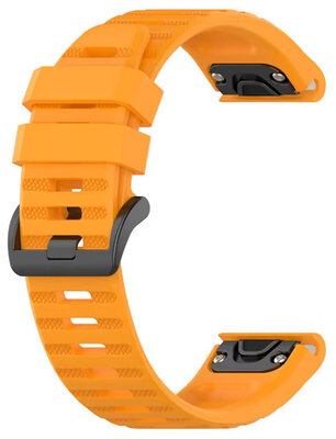 QuickFit band 26mm, silicone, oranje, donkere gesp, ovaal uiteinde (Garmin Fenix 7X/6X/5X, Tactix, etc.)