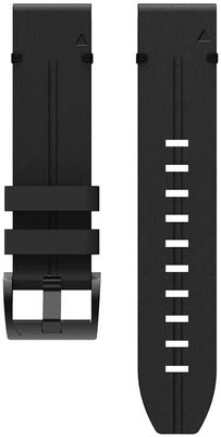 QuickFit band 22mm, leer, zwart, zwarte gesp (Garmin Fenix 7/6/5, Epix 2, MARQ 2, etc.)