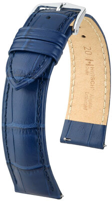 Donkerblauwe leren band Hirsch Duke S 01028380-2 (Teletina)