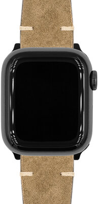 Leren horlogeband Hirsch Serro L 05564070-2, bruin, suède leer, Limited Edition, lengte L, Quick Release